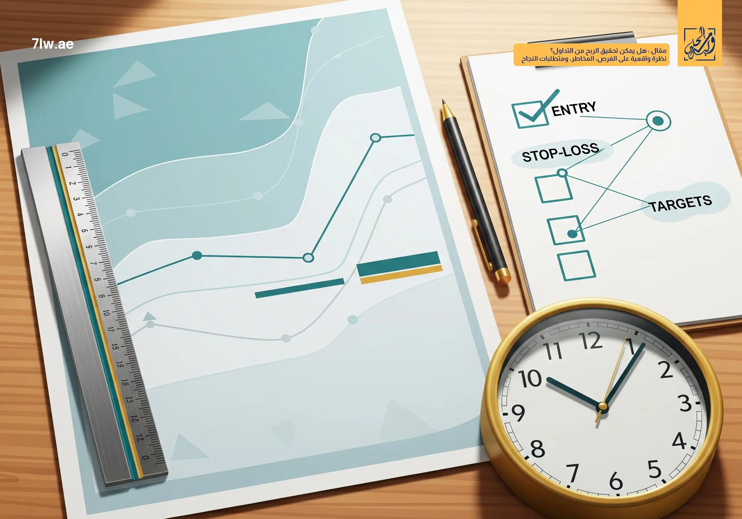 لقطة توضح عناصر خطة تداول: إشارة دخول، وقف خسارة، وأهداف محددة.