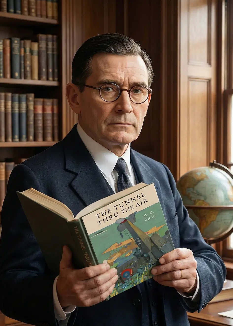 ويليام جان مع كتابه "The Tunnel throw the Air"